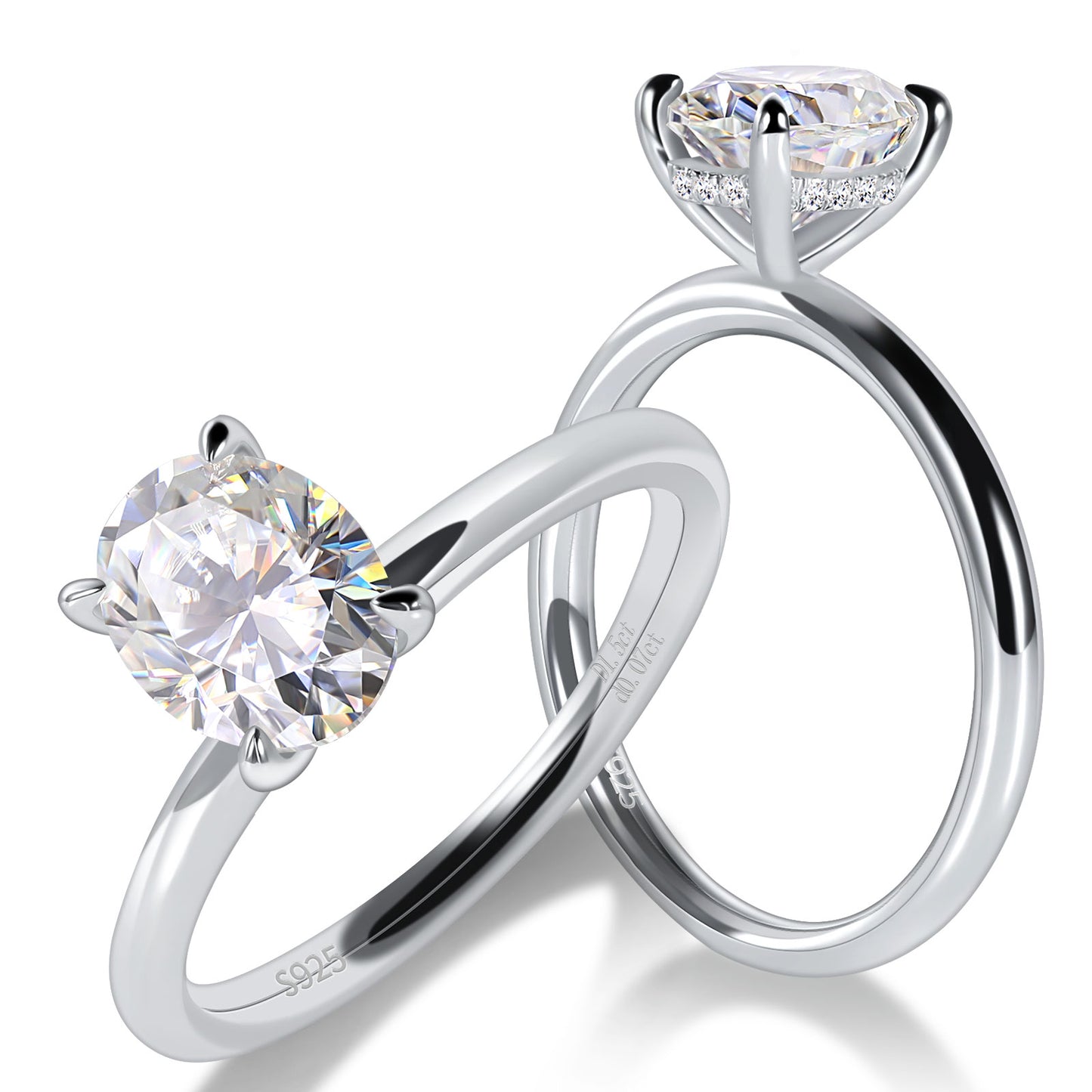 1 Carat Oval Cut Moissanite Engagement Ring for Women 925 Sterling Silver Solitaire Rings D Color Lab Created Diamond Promise Wedding Ring for Her