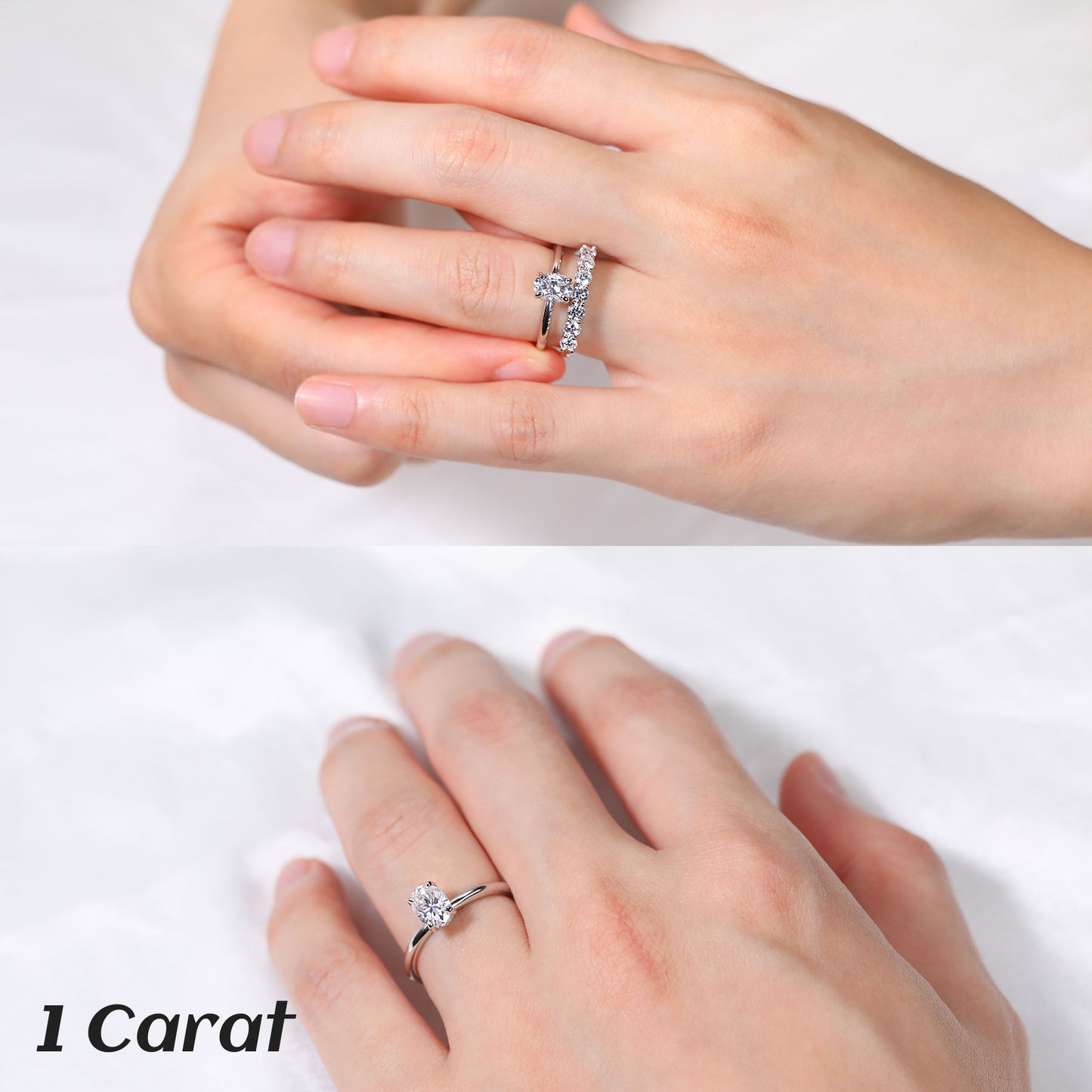 1 Carat Oval Cut Moissanite Engagement Ring for Women 925 Sterling Silver Solitaire Rings D Color Lab Created Diamond Promise Wedding Ring for Her