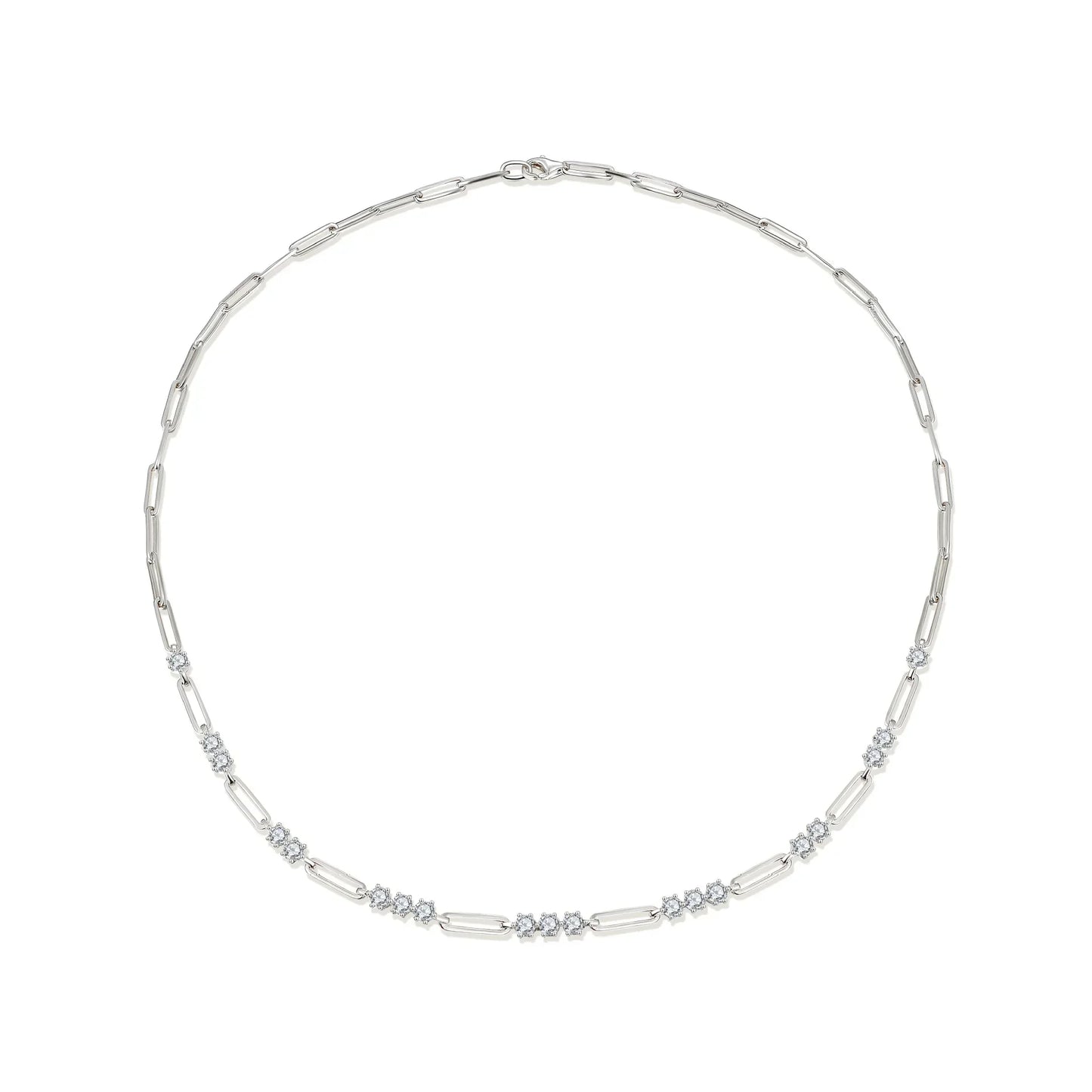 3mm Full Moissanite Pendant Necklace for Women Men D Color VVS1 925 Sterling Silver Fashion Paperclip Link Chain Fine Jewelry