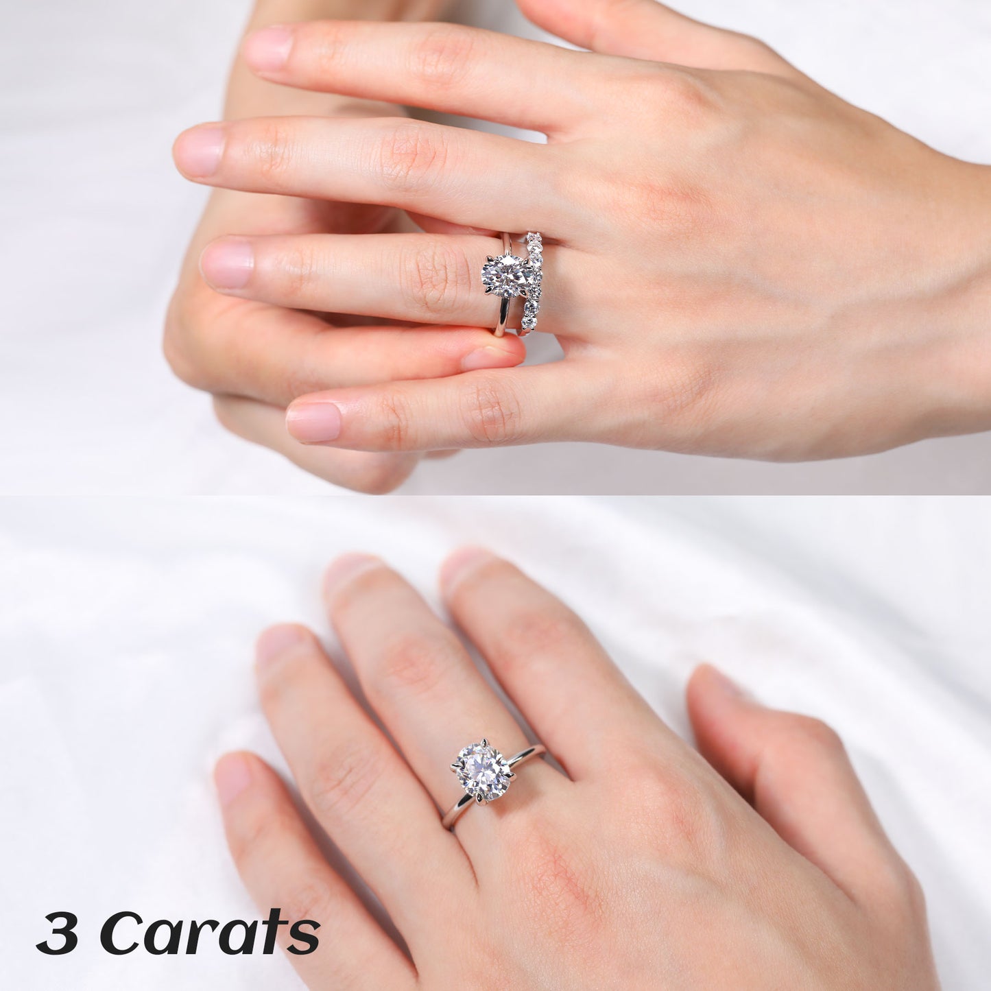 3 Carat Oval Cut Moissanite Engagement Ring for Women 925 Sterling Silver Solitaire Rings D Color Lab Created Diamond Promise Wedding Ring for Her