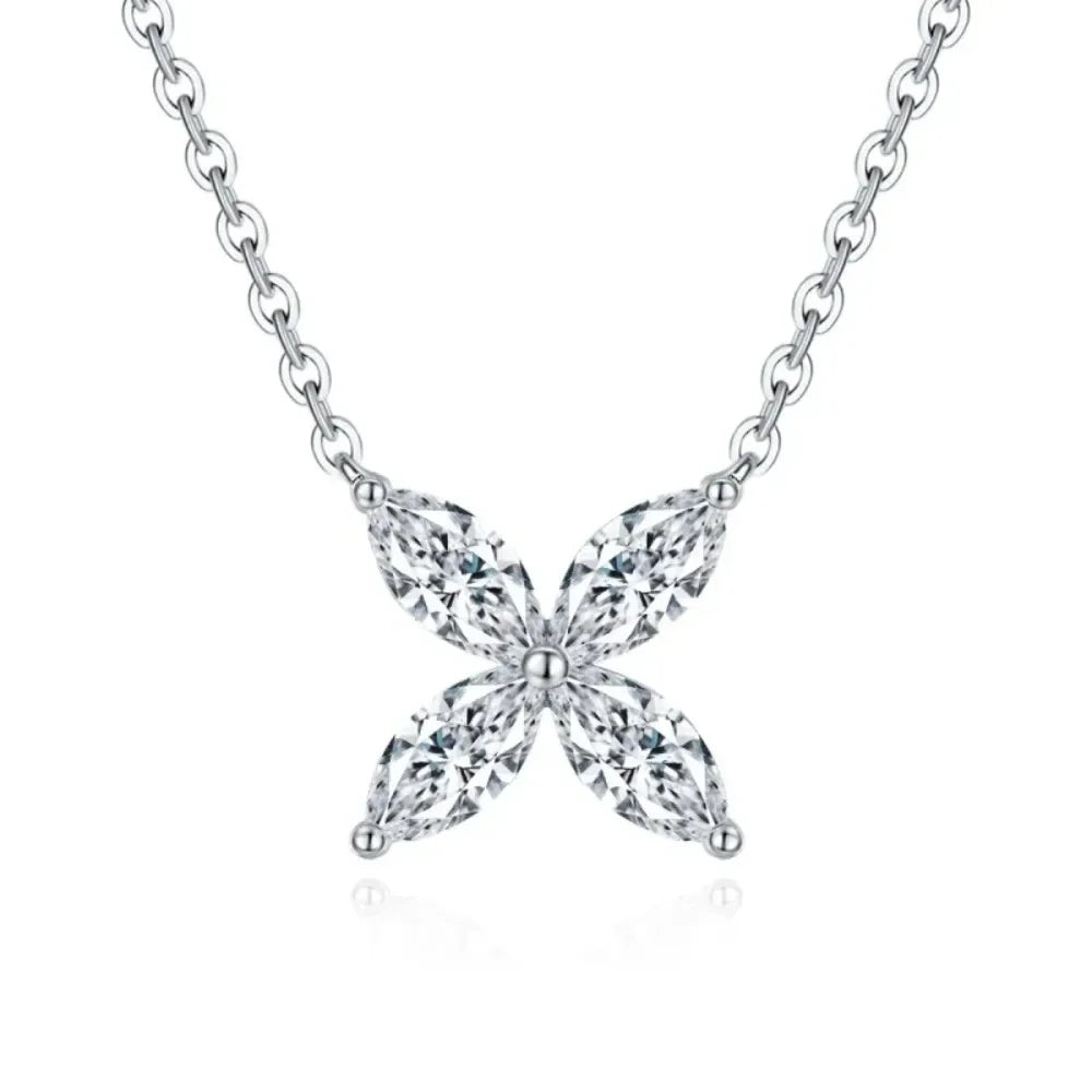 Full Moissanite Neckalce for Women D Color VVS Women's 3*6mm Marquis Diamond Pendant S925 Sliver Chain Plated 18k Gold Jewelry