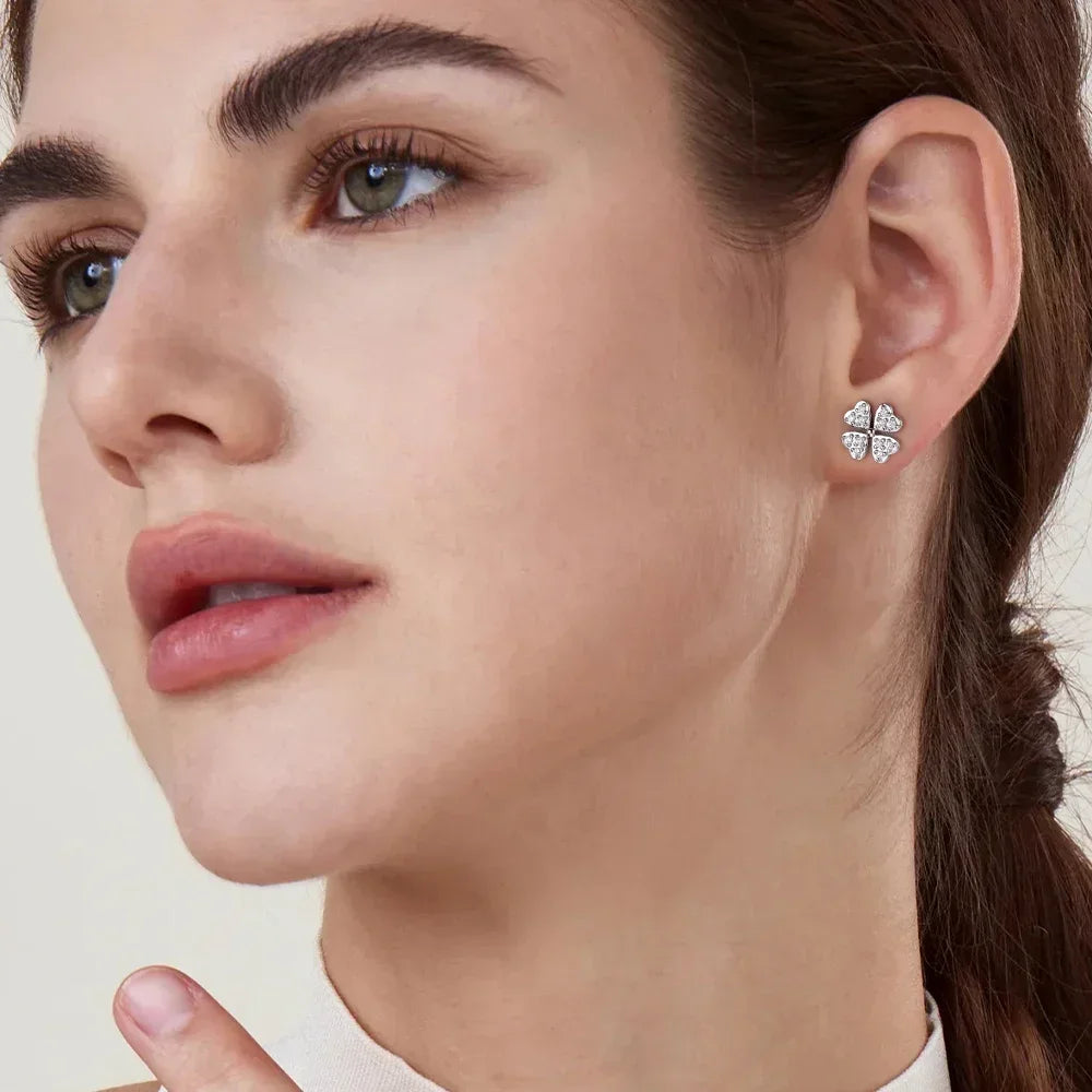 Moissanite Earrings for Women D Color Round Cut S925 Sterling Silver Stud Earrings for Woman Lab Diamonds Wedding Jewelry