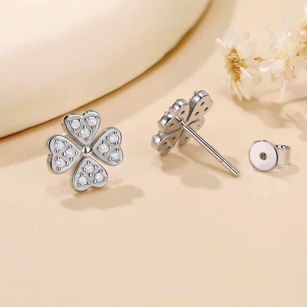 Moissanite Earrings for Women D Color Round Cut S925 Sterling Silver Stud Earrings for Woman Lab Diamonds Wedding Jewelry
