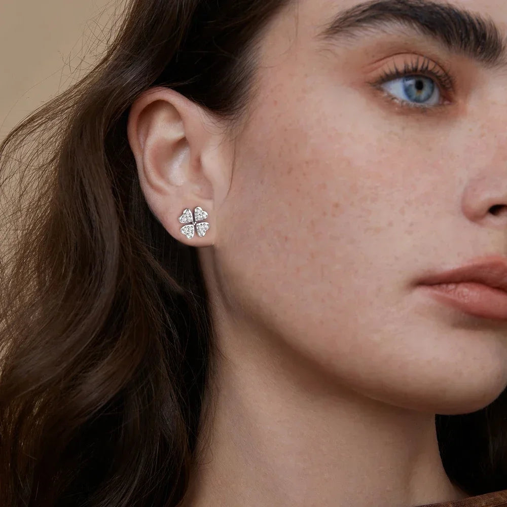 Moissanite Earrings for Women D Color Round Cut S925 Sterling Silver Stud Earrings for Woman Lab Diamonds Wedding Jewelry