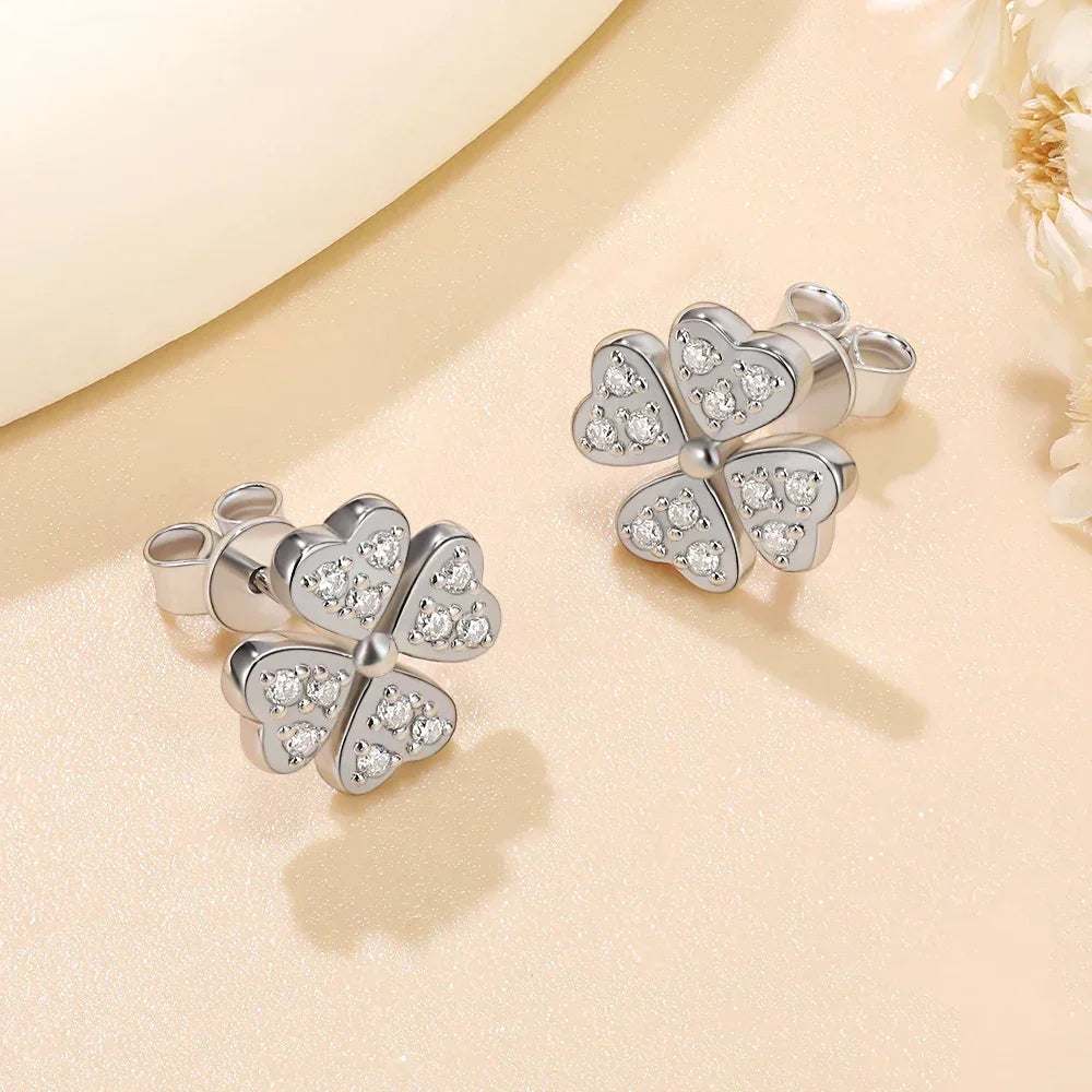 Moissanite Earrings for Women D Color Round Cut S925 Sterling Silver Stud Earrings for Woman Lab Diamonds Wedding Jewelry