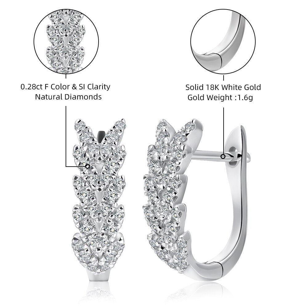 100% Natural Diamond Earrings for Women F Color VSI Clarity Solid 18k White Gold Earrings for Women Engagement Party Au750 Fine Jewelry