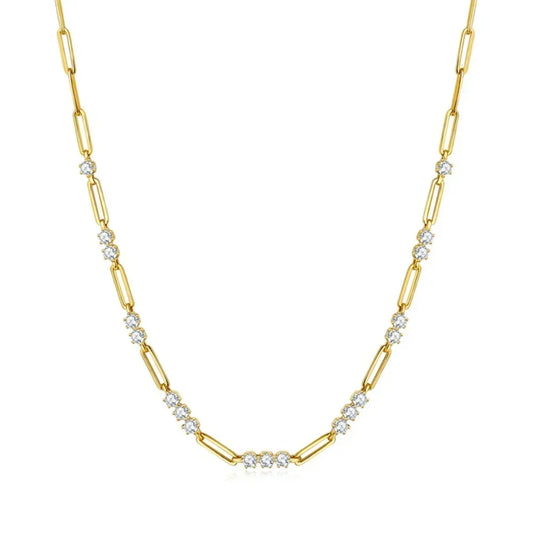 3mm Full Moissanite Pendant Necklace for Women Men D Color VVS1 925 Sterling Silver Fashion Paperclip Link Chain Fine Jewelry