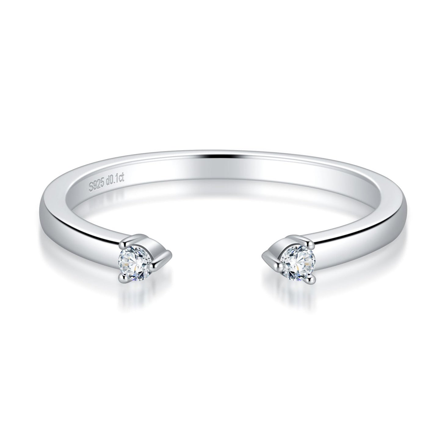Ladylike Moissanite Open Wedding Band 925 Sterling Silver Stacking Gap Ring