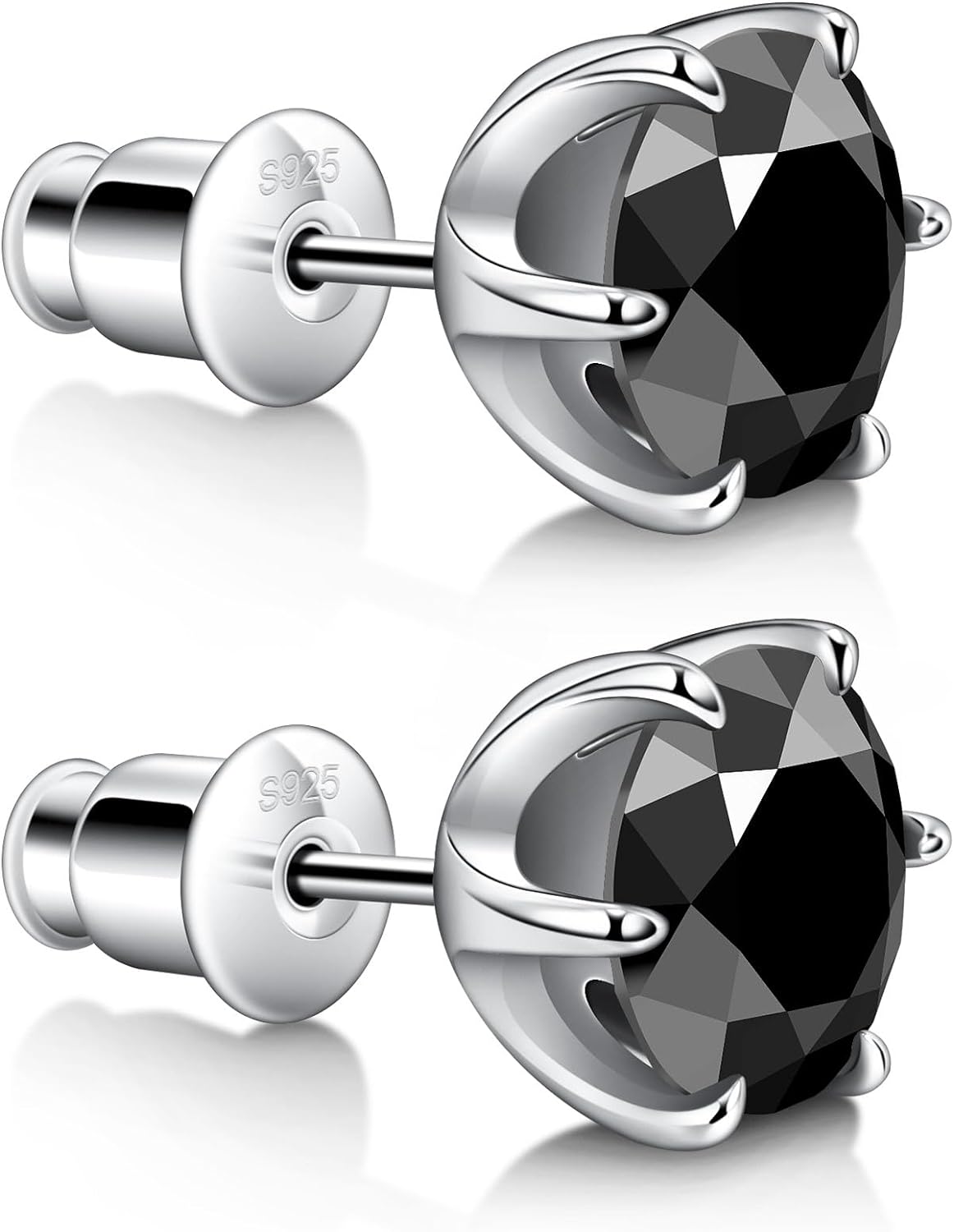 Black Moissanite Stud Earrings for Men/Women Hypoallergenic Earrings 925 Sterling Silver Lab Created Diamond Round/Cushion Halo Stud Earrings