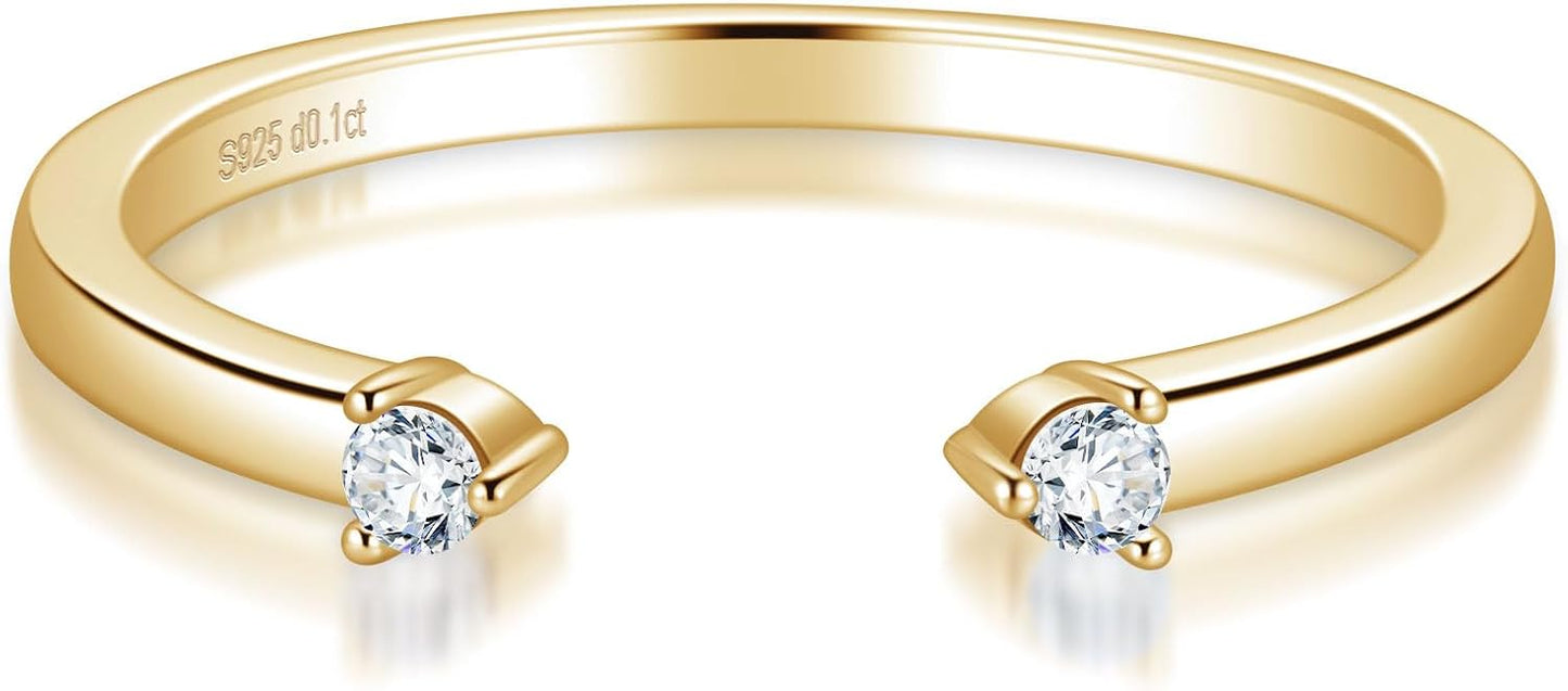 Ladylike Moissanite Open Wedding Band 925 Sterling Silver Stacking Gap Ring