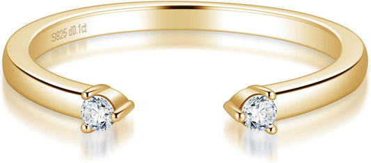 Ladylike Moissanite Open Wedding Band 925 Sterling Silver Stacking Gap Ring