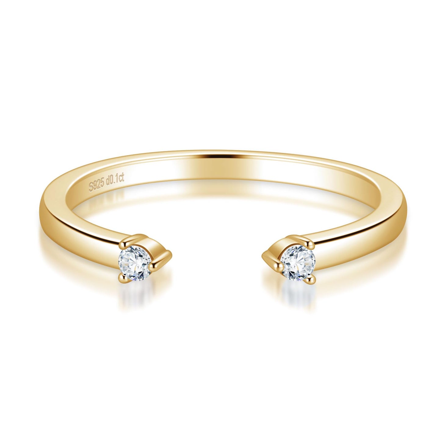 Ladylike Moissanite Open Wedding Band 925 Sterling Silver Stacking Gap Ring