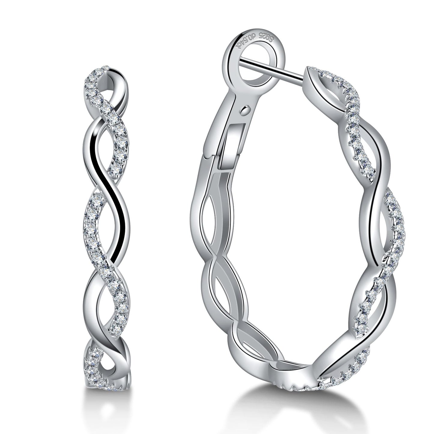 Ladylike Moissanite Hoop Earrings for Women 925 Sterling Silver with 18K Gold Plated Twisted Large Thick Round Huggie Loops Hypoallergenic and Lightweight Earrings 30-50MM
