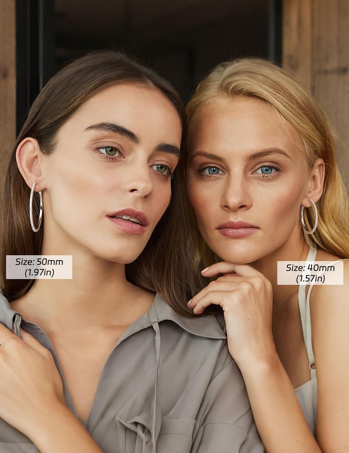 Ladylike Moissanite Hoop Earrings, 1.17-2.19cttw D Color VVS1, 925 Sterling Silver Large Huggie Hoop Earrings for Women, Hypoallergenic Lightweight Wedding Ear Jewelry, 30mm 40mm 50mm