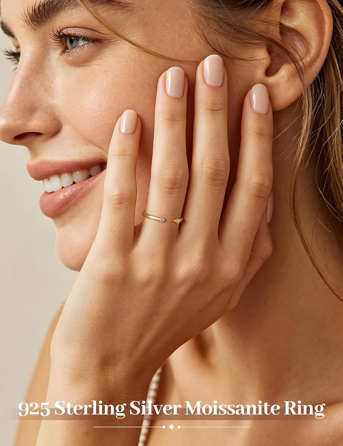 Ladylike Moissanite Open Wedding Band 925 Sterling Silver Stacking Gap Ring