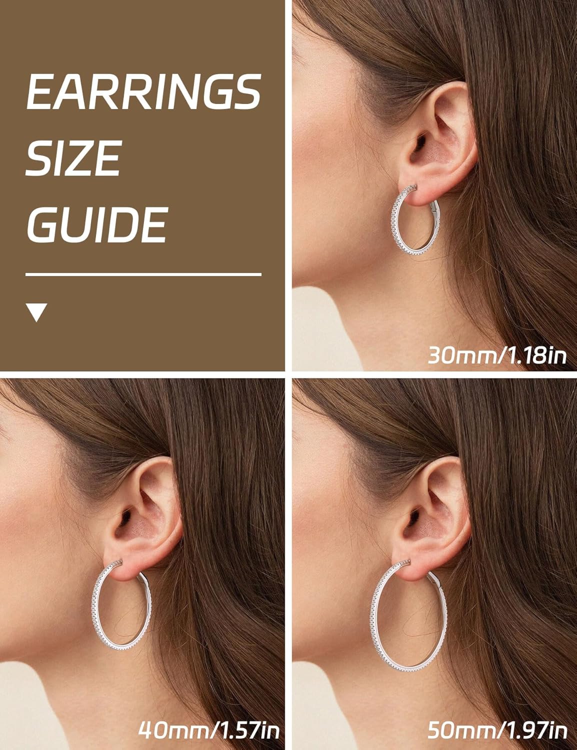 Ladylike Moissanite Hoop Earrings, 1.17-2.19cttw D Color VVS1, 925 Sterling Silver Large Huggie Hoop Earrings for Women, Hypoallergenic Lightweight Wedding Ear Jewelry, 30mm 40mm 50mm