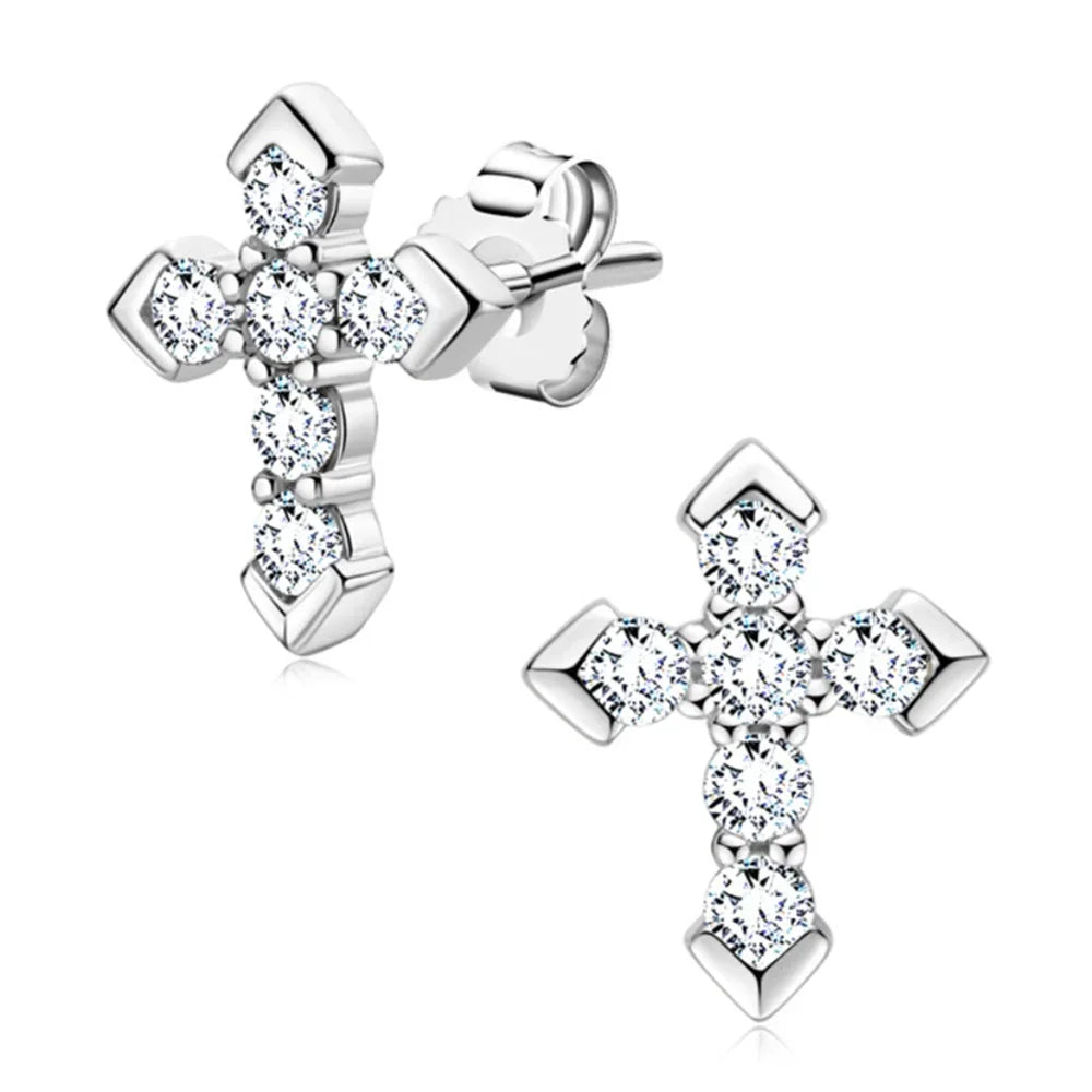 Cross Moissanite Earrings Unisex Couple Stud Earring 100% Diamond Tested 925 Sterling Silver 1ct D Color VVS1 Fine Jewelry GRA