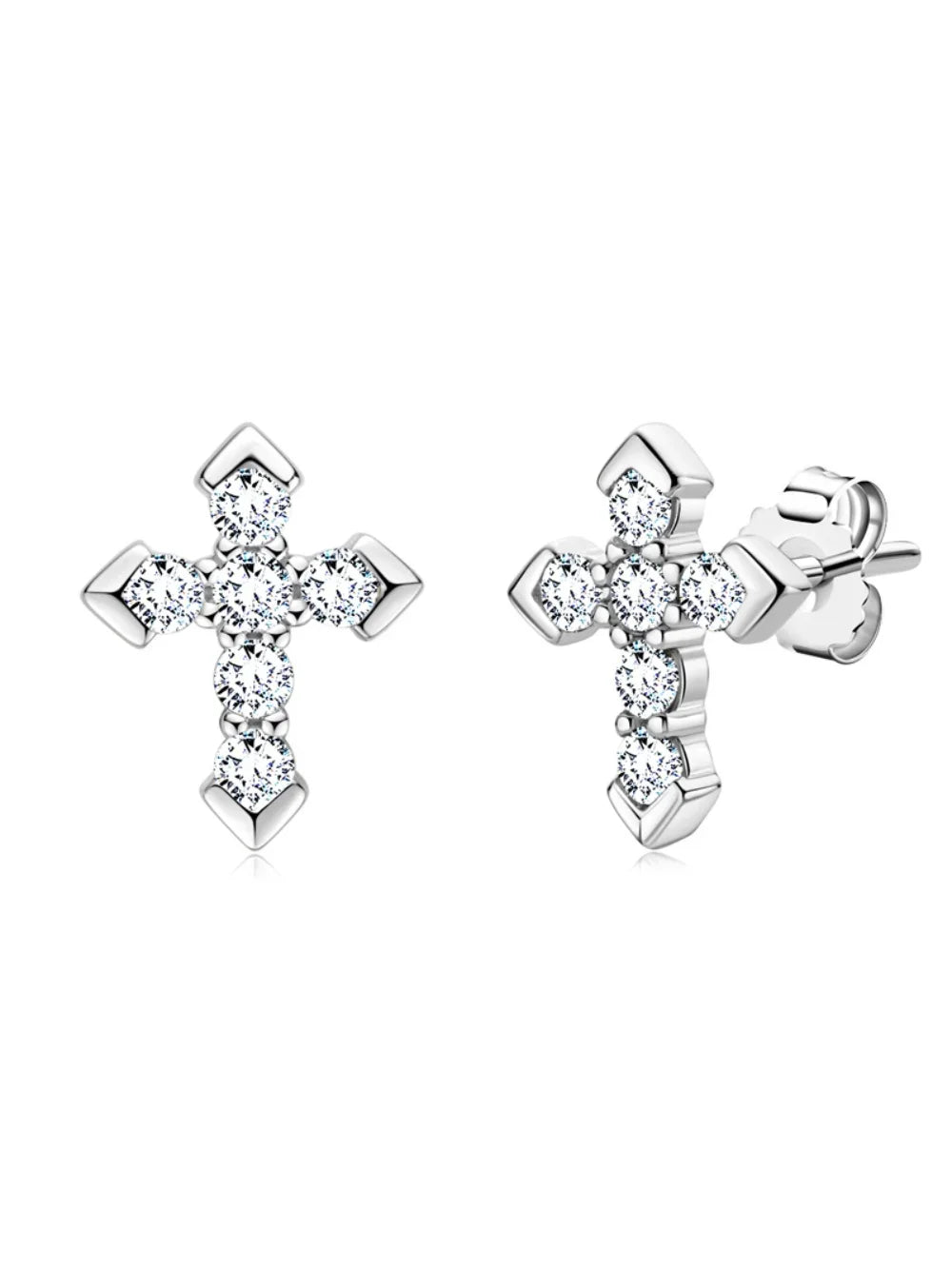 Cross Moissanite Earrings Unisex Couple Stud Earring 100% Diamond Tested 925 Sterling Silver 1ct D Color VVS1 Fine Jewelry GRA