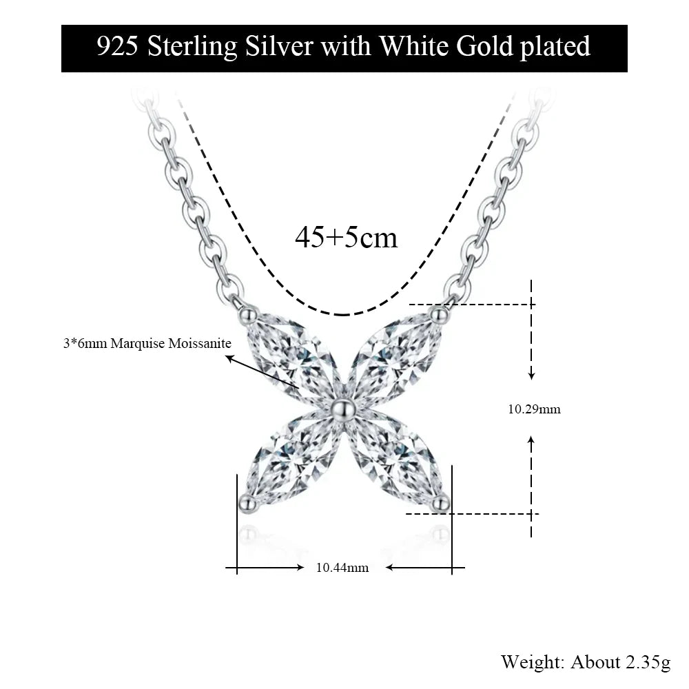 Full Moissanite Neckalce for Women D Color VVS Women's 3*6mm Marquis Diamond Pendant S925 Sliver Chain Plated 18k Gold Jewelry