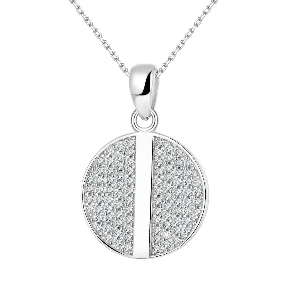 Full Moissanite Necklace D Color Round Cut Pendant 18K White Gold Plated Adjustable 925 Sterling Silver Diamond Chain Jewelry