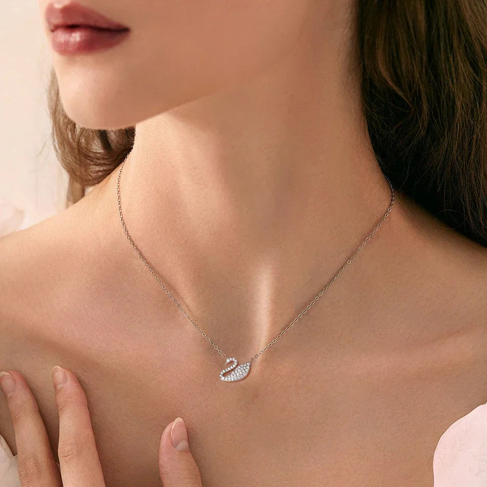 Moissanite Necklace for Women VVS1 Round Cut D VVS1 925 Sterling Silver Chain Luxury Pendant Lab Diamond Wedding Jewelry