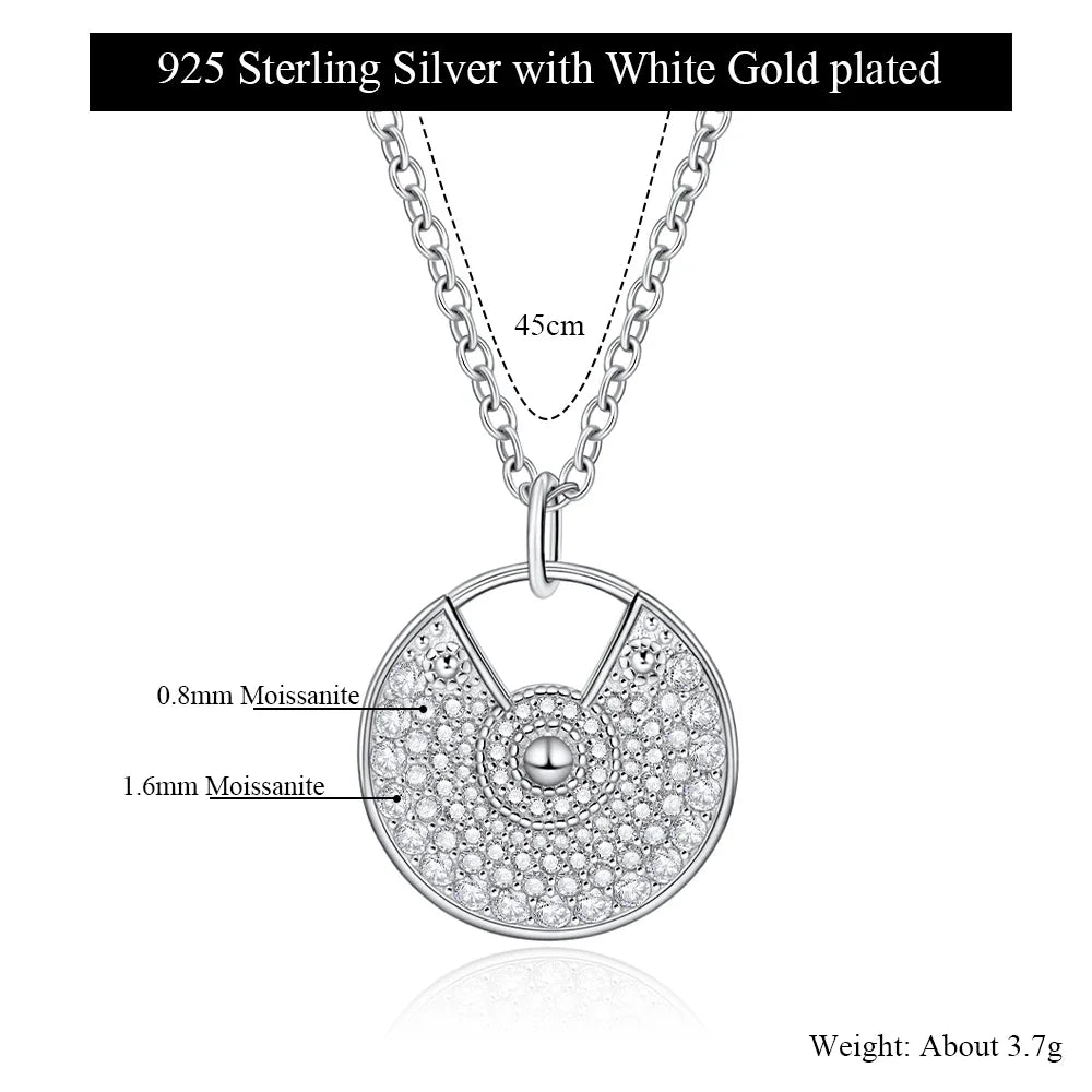 Moissanite Necklace for Women D VVS1 18k White Gold Plated 925 Sterling Silver Chain Diamond Amulet Pendant Vintage Jewelry Gift