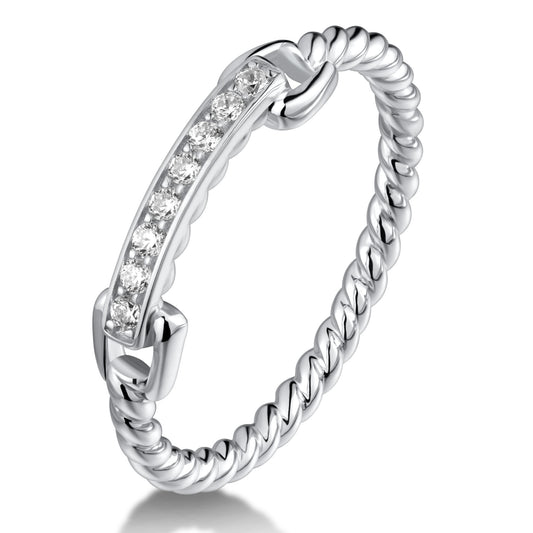 Moissanite Wedding Band for Women, Sterling Silver Rings Eternity Stackable Chain Link Couple Rings D Color Lab Created Diamond S925 Rings for Women Men Size 4-11