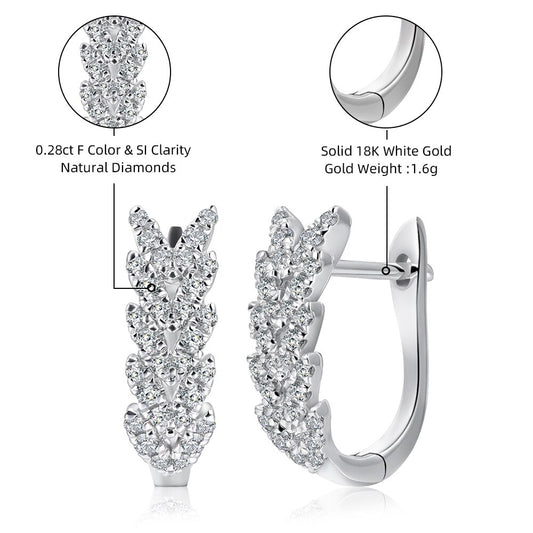 100% Natural Diamond Earrings for Women F Color VSI Clarity Solid 18k White Gold Earrings for Women Engagement Party Au750 Fine Jewelry