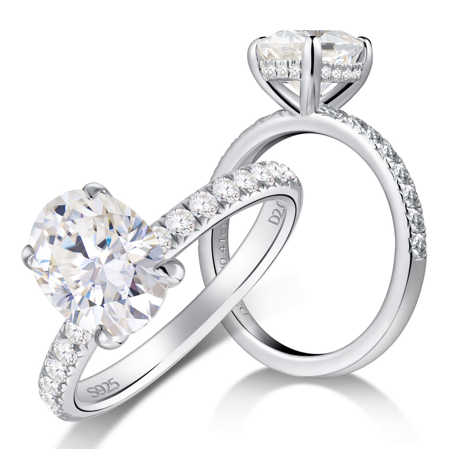 Moissanite Engagement Rings for Women 2ct Oval Cut Promise Wedding