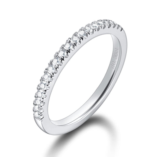 Moissanite Wedding Band for Women S925 Sterling Silver Moissanite Rings 0.3ct D Color VVS1 Lab Created Diamond Rings Thin Half Moissanite Eternity Band Stackable Wedding Ring Anniversary Rings for Her Size 4-11