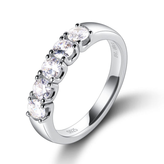 Moissanite Wedding Band for Women S925 Sterling Silver Moissanite Rings 1ct D color VVS1 Lab Created Diamond Rings Half Moissanite Eternity Band Stackable Band Ring for Women Wedding Ring Anniversary Ring Size 4-11
